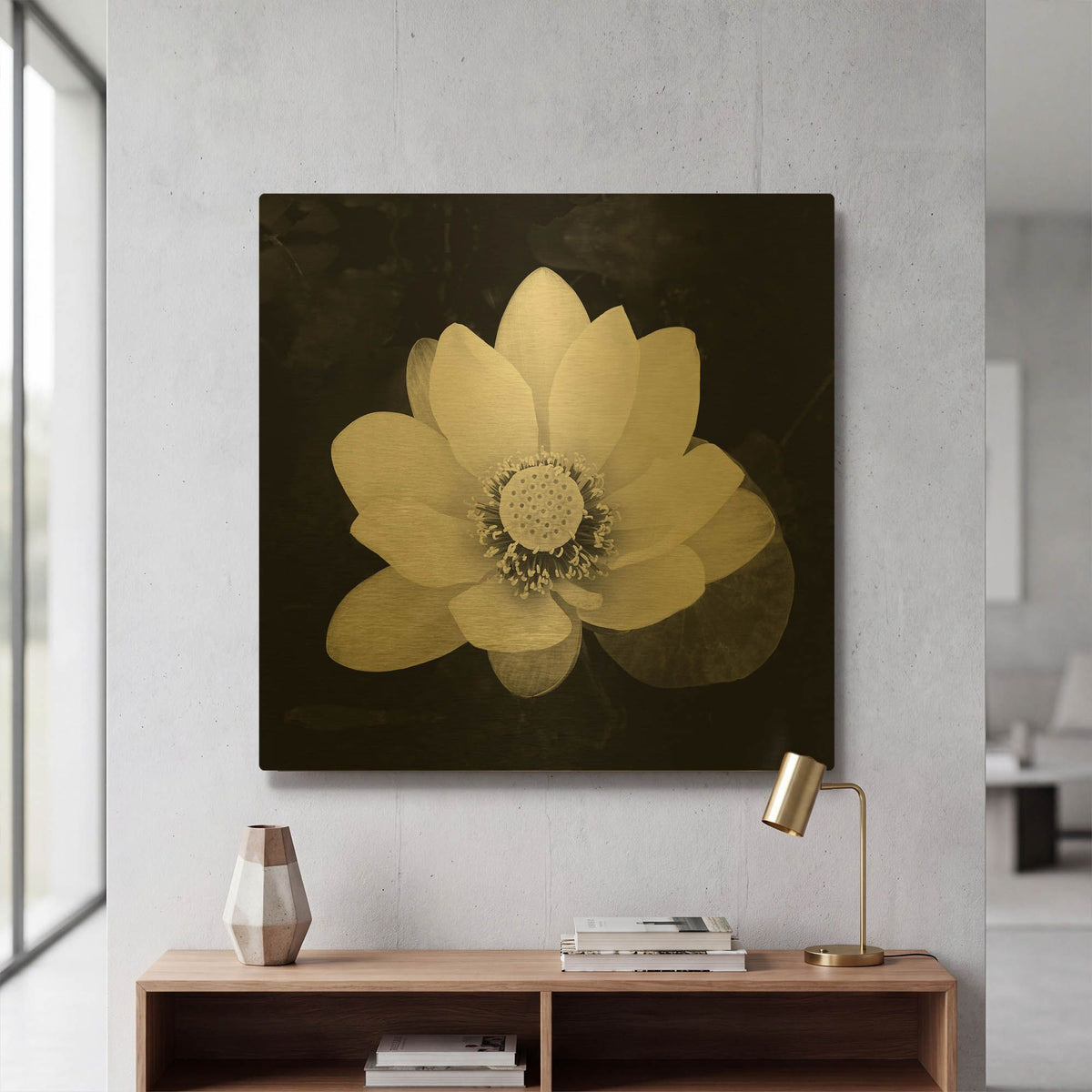 'Lotus Flower II' By Debra Van Swearingen Gold Metal Wall Art