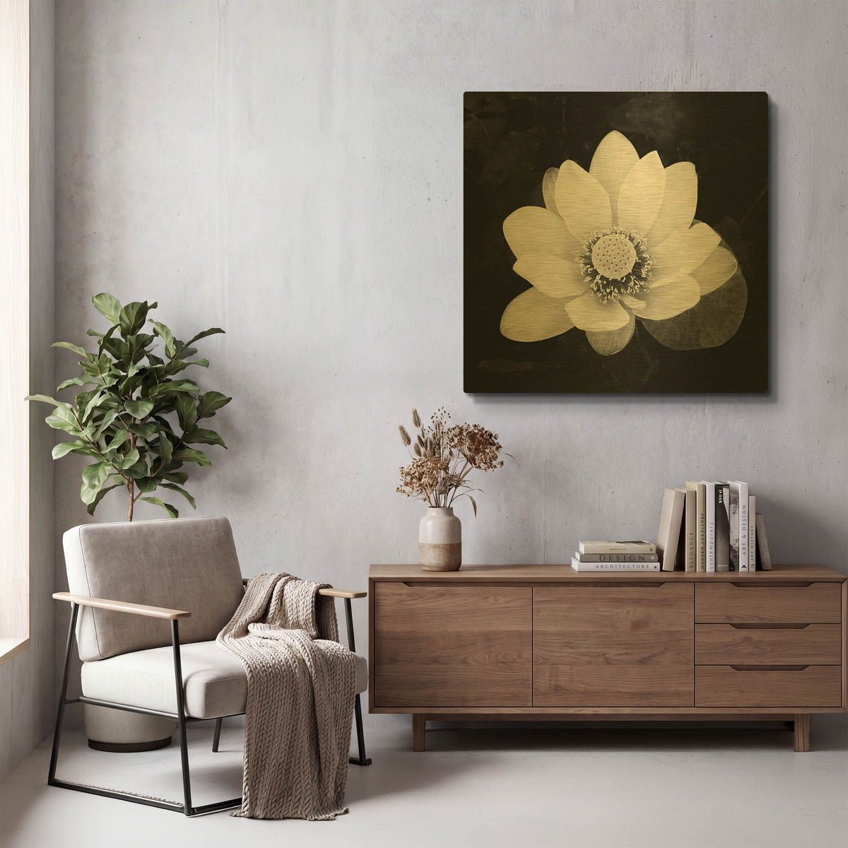 'Lotus Flower II' By Debra Van Swearingen Gold Metal Wall Art