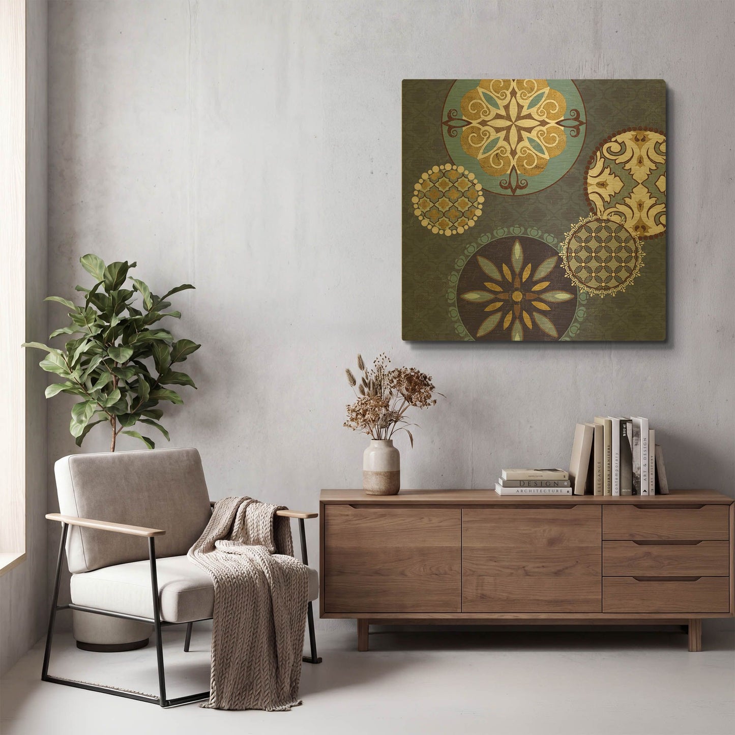 'Mediterranean Blue II' By Veronique Charron Gold Metal Wall Art