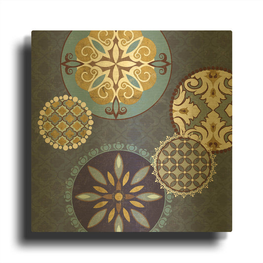 'Mediterranean Blue II' By Veronique Charron Gold Metal Wall Art