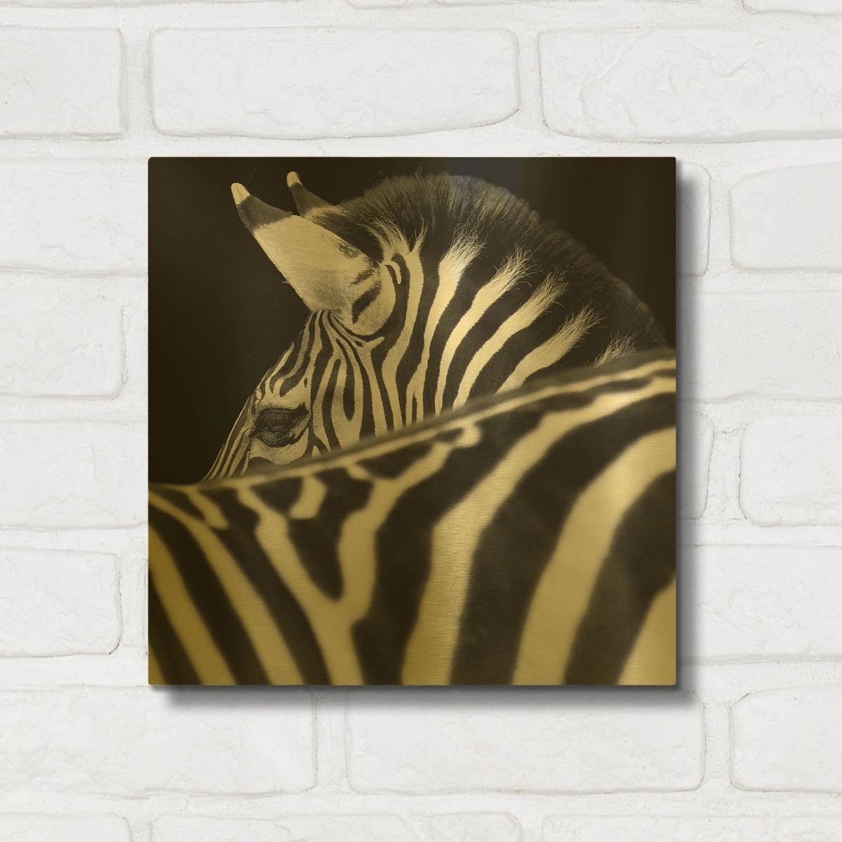 'Zebra III' By Debra Van Swearingen Gold Metal Wall Art