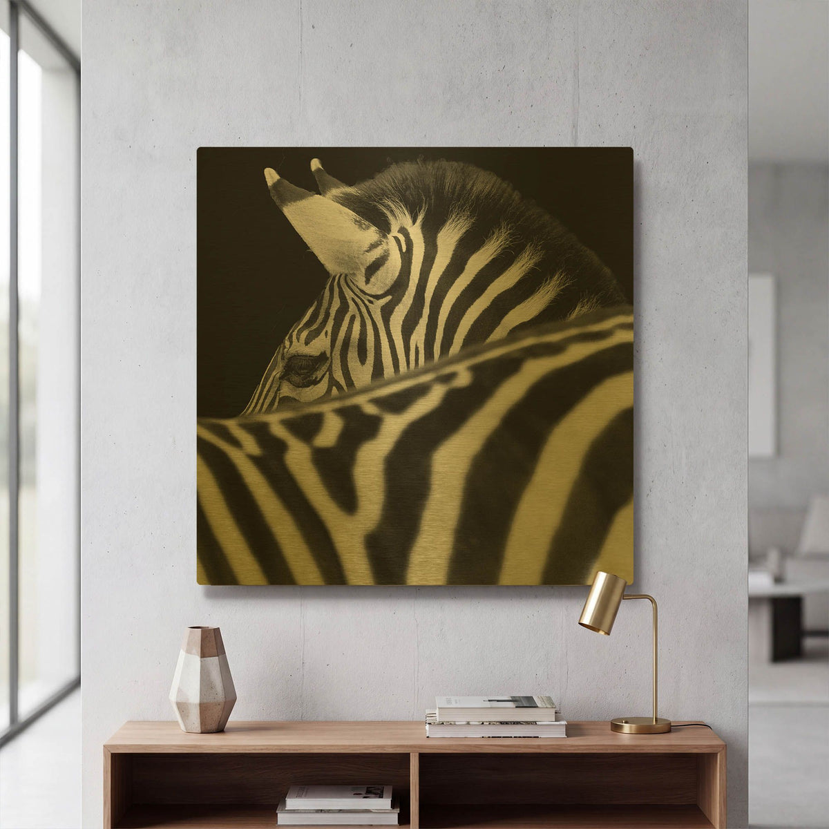 'Zebra III' By Debra Van Swearingen Gold Metal Wall Art