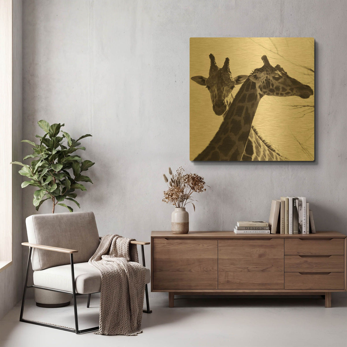 'Giraffe II' By Debra Van Swearingen Gold Metal Wall Art