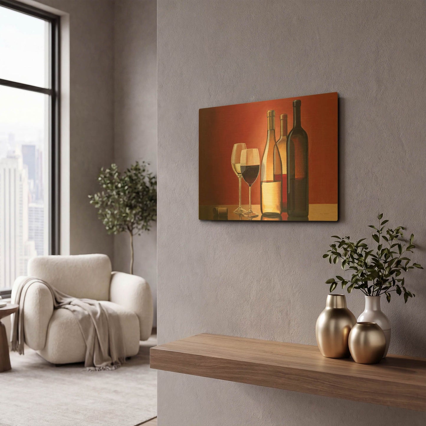 'Wine Trio' By Marco Fabiano Gold Metal Wall Art