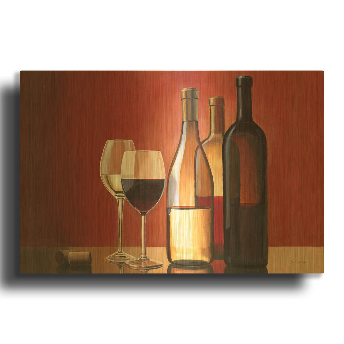 'Wine Trio' By Marco Fabiano Gold Metal Wall Art