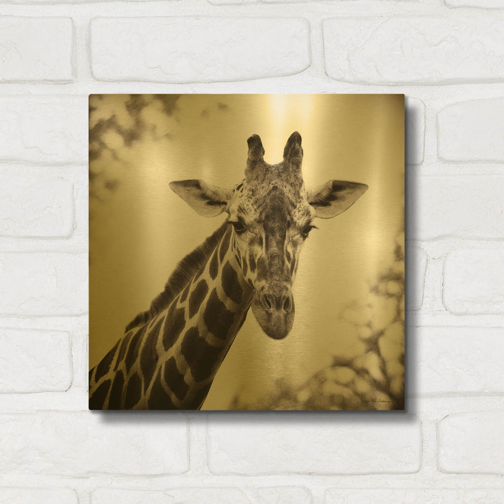 'Giraffe I' By Debra Van Swearingen Gold Metal Wall Art