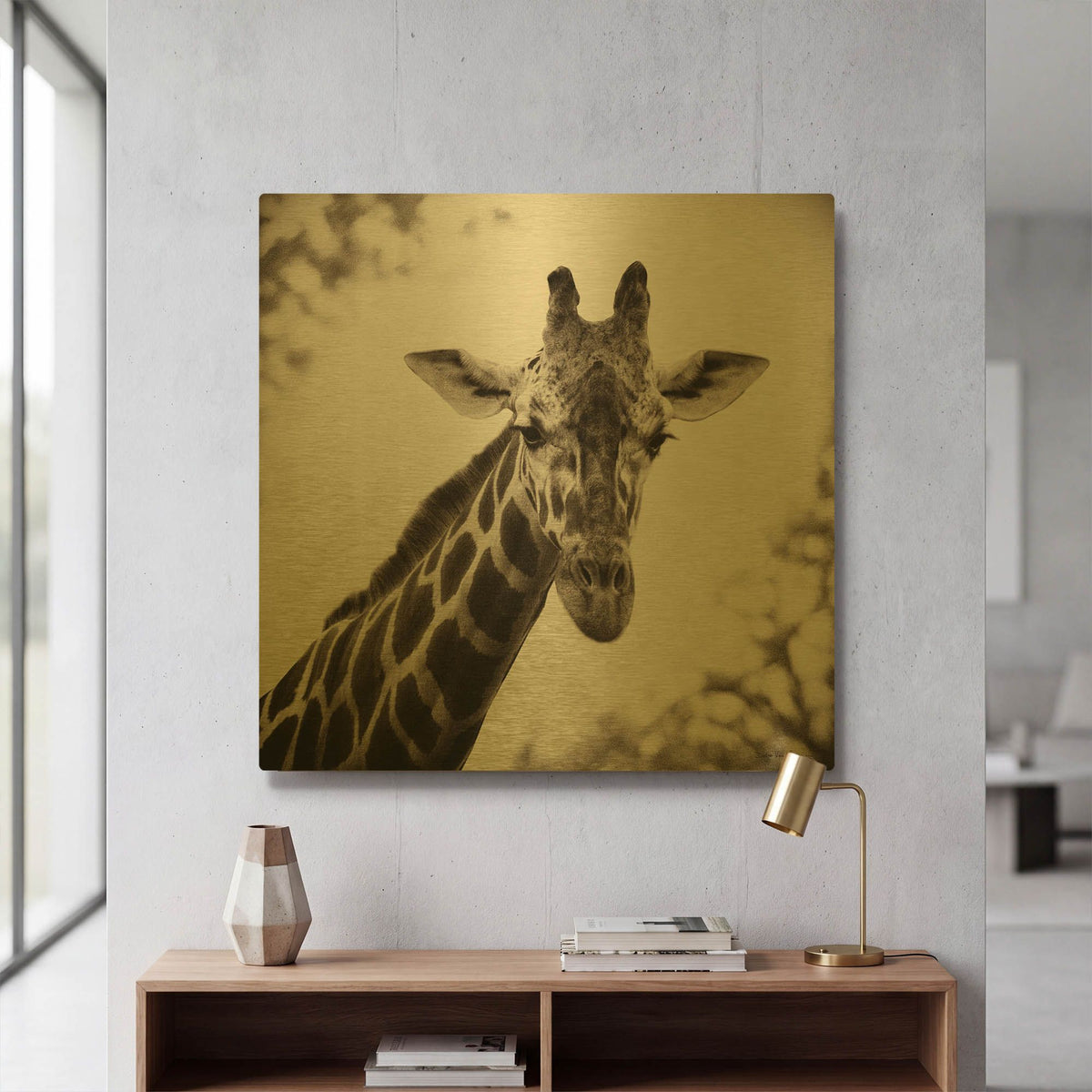 'Giraffe I' By Debra Van Swearingen Gold Metal Wall Art