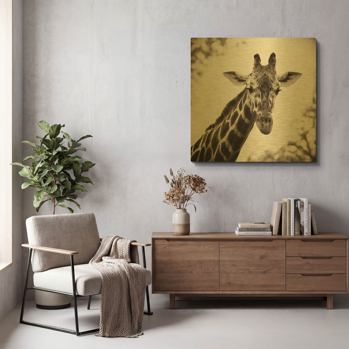 'Giraffe I' By Debra Van Swearingen Gold Metal Wall Art