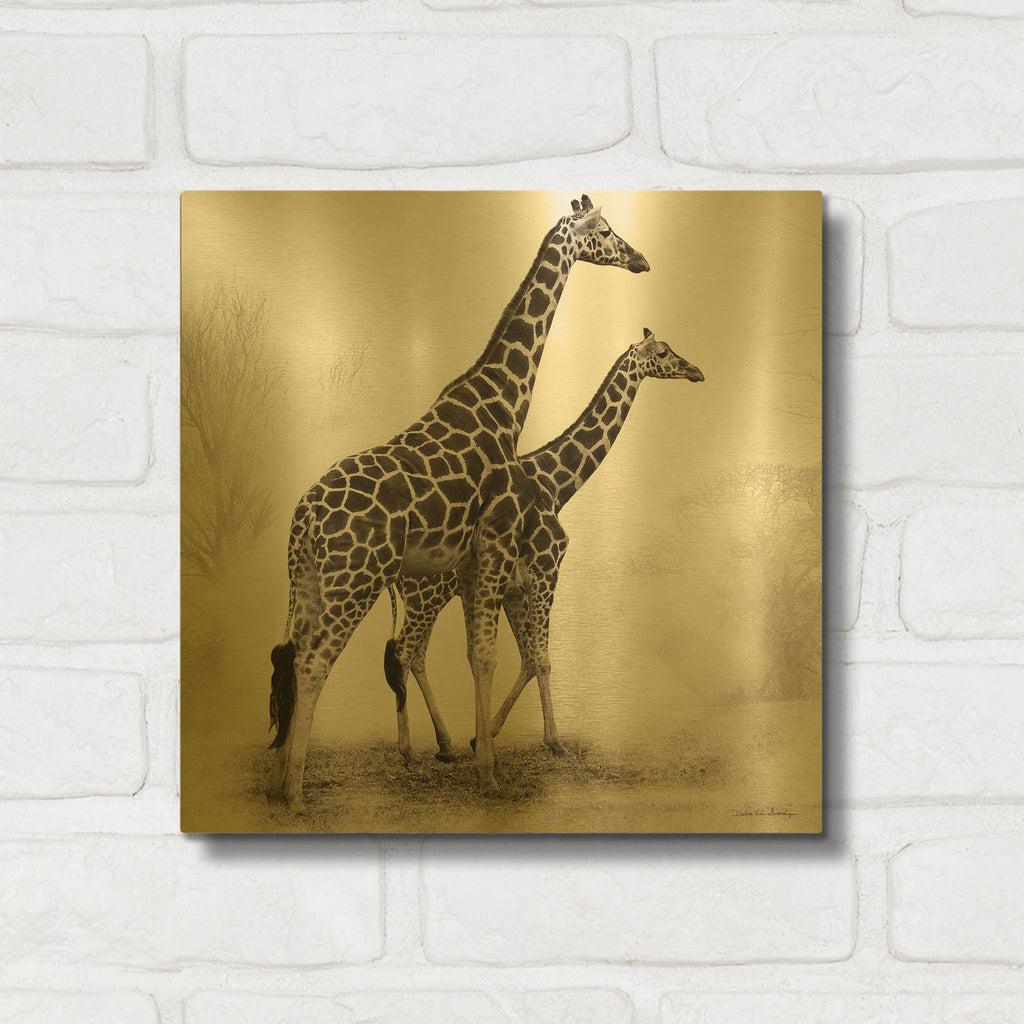 'Giraffe III' By Debra Van Swearingen Gold Metal Wall Art