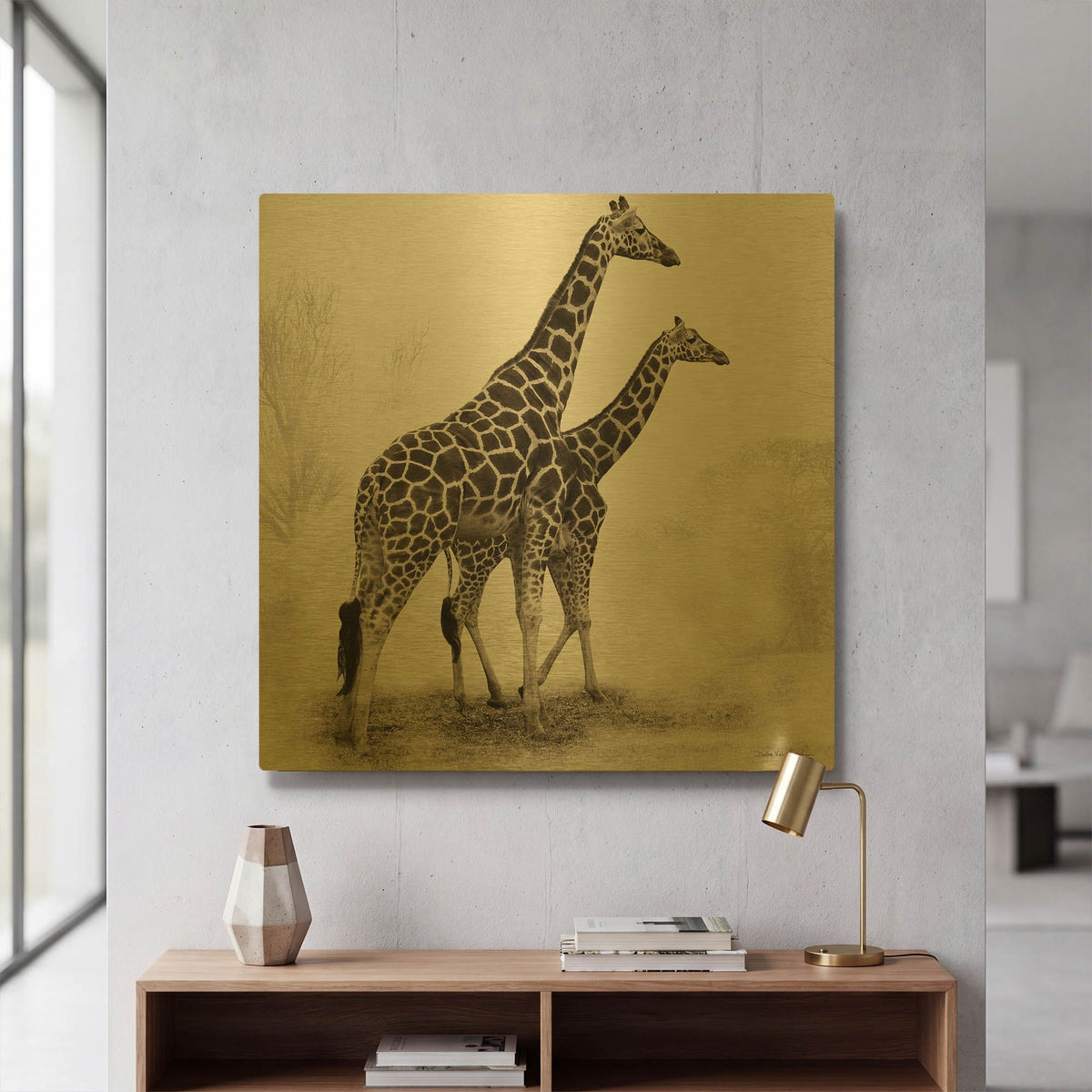 'Giraffe III' By Debra Van Swearingen Gold Metal Wall Art