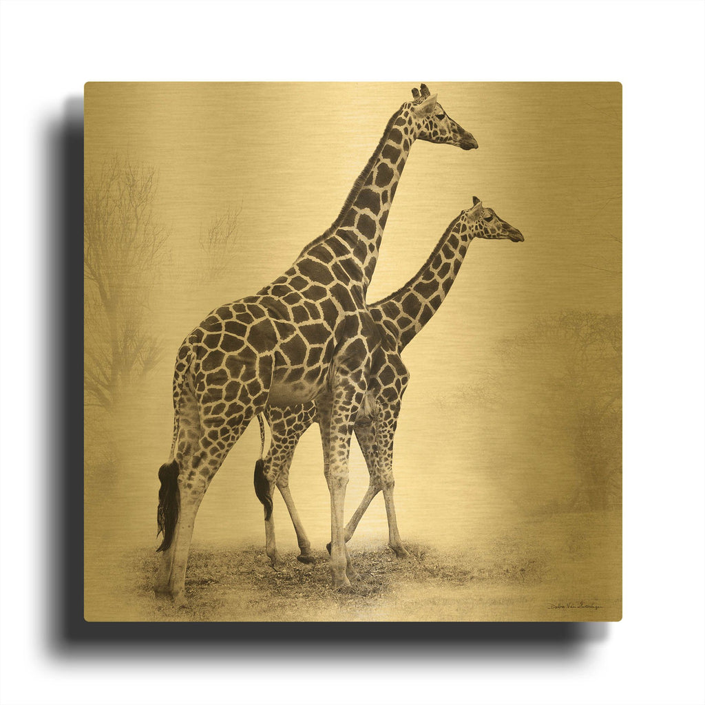 'Giraffe III' By Debra Van Swearingen Gold Metal Wall Art