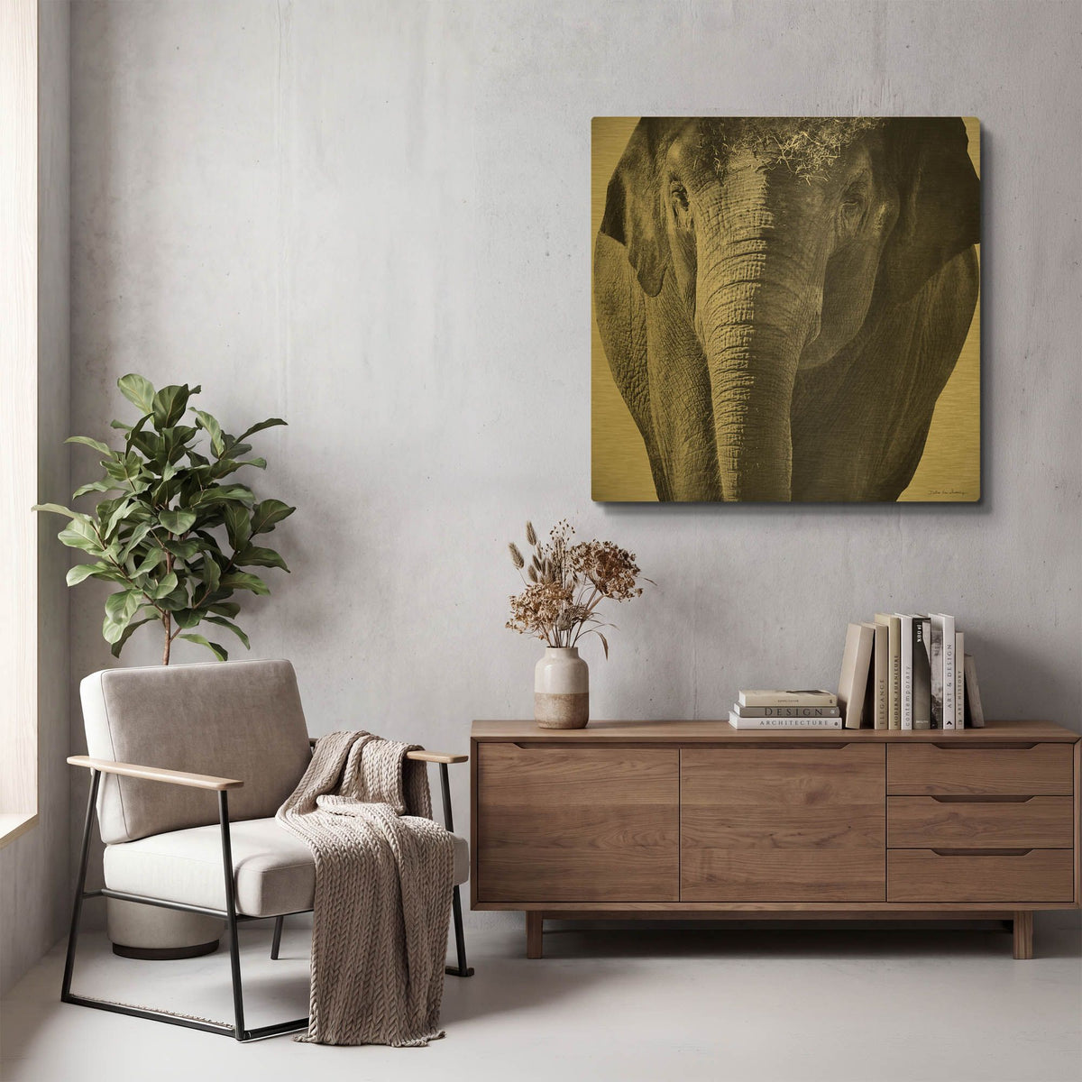 'Elephant I' By Debra Van Swearingen Gold Metal Wall Art
