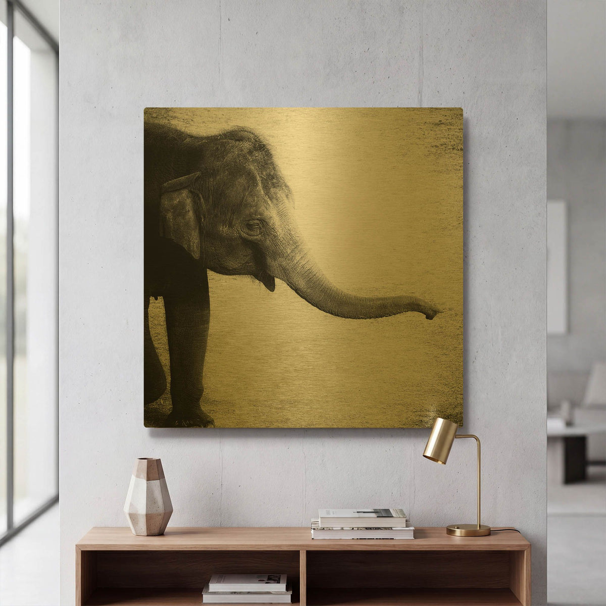 'Elephant II' By Debra Van Swearingen Gold Metal Wall Art