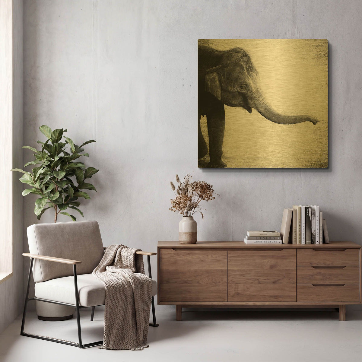 'Elephant II' By Debra Van Swearingen Gold Metal Wall Art