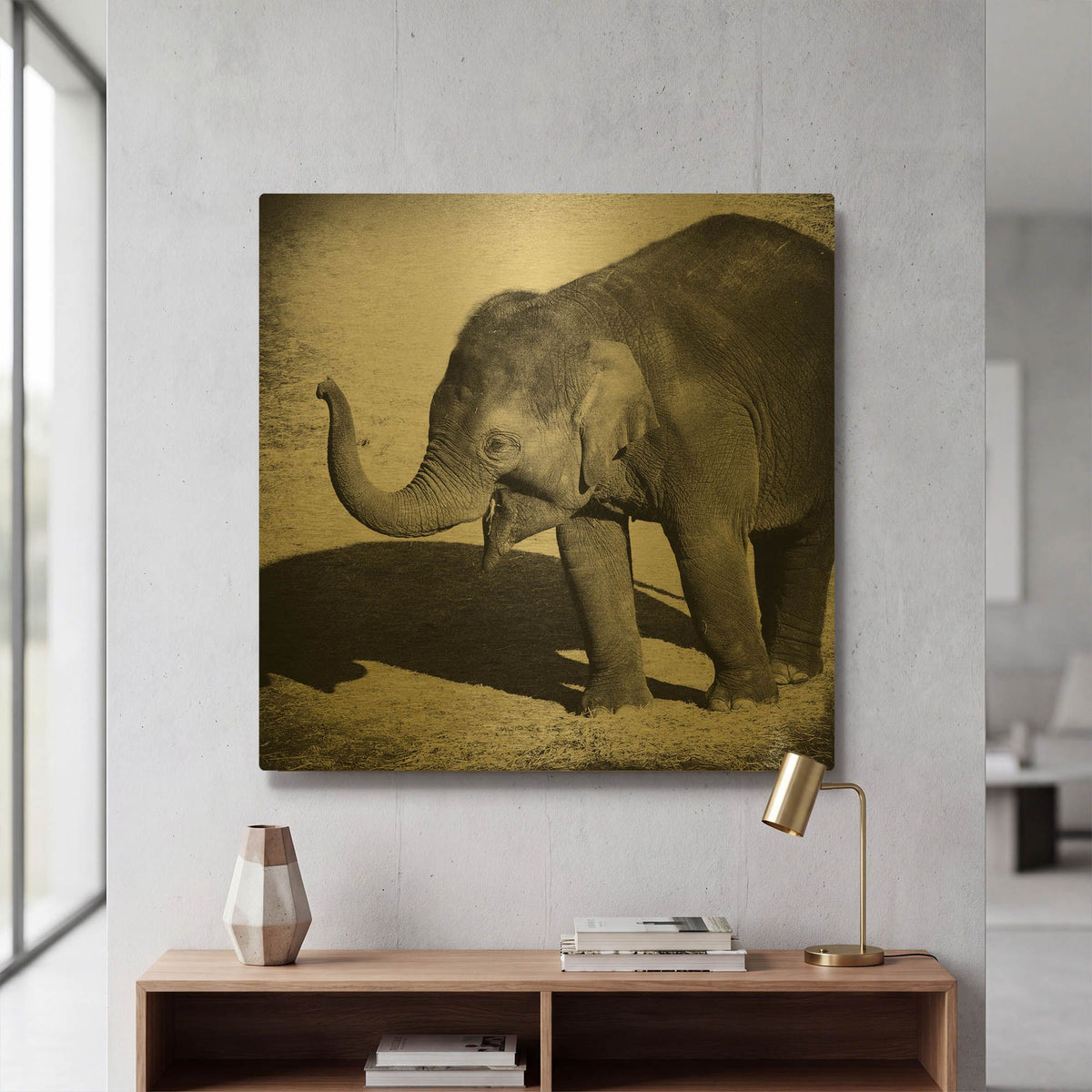 'Elephant IV' By Debra Van Swearingen Gold Metal Wall Art