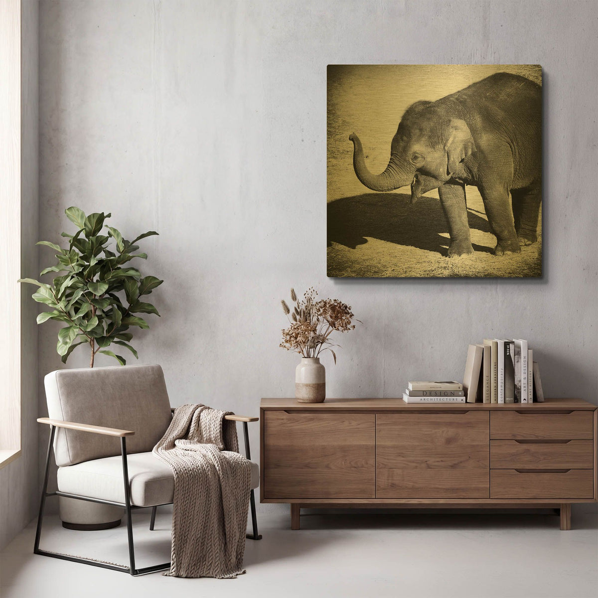 'Elephant IV' By Debra Van Swearingen Gold Metal Wall Art