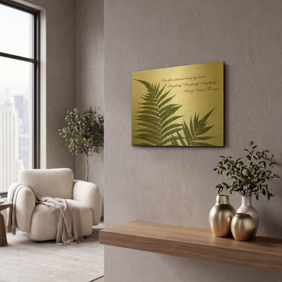 'Delicate Fern' By Debra Van Swearingen Gold Metal Wall Art