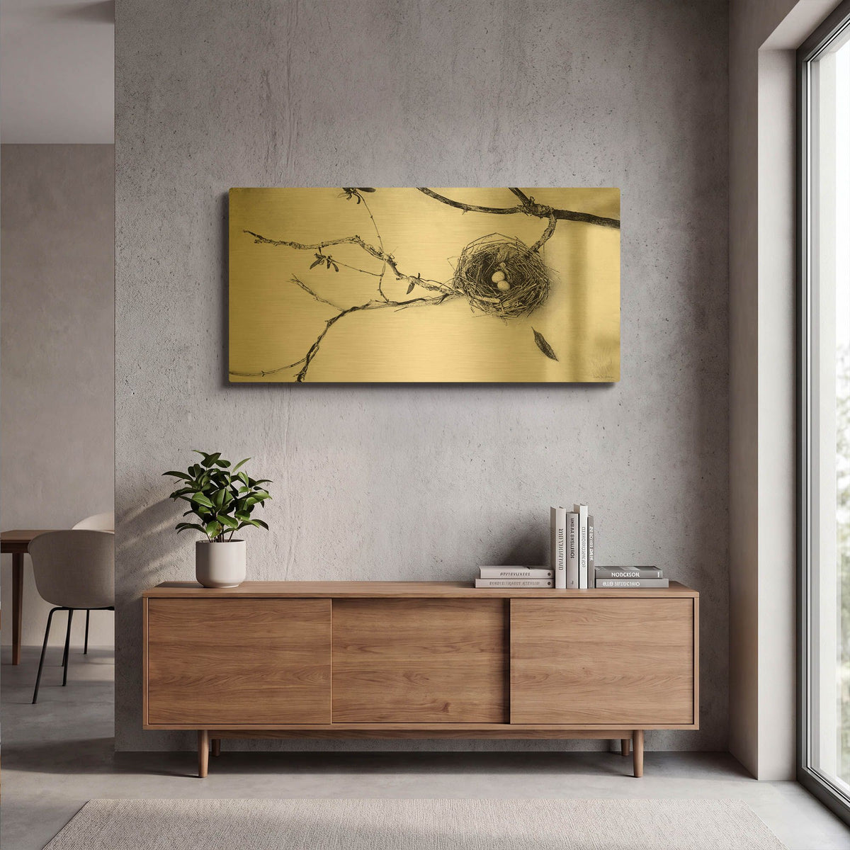 'Nest and Branch II' By Debra Van Swearingen Gold Metal Wall Art