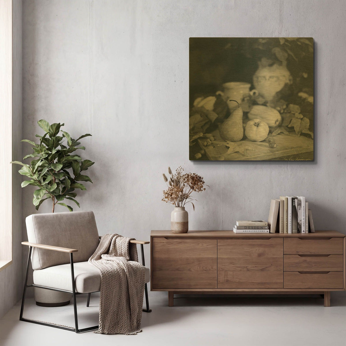 'Quince Pear' By Debra Van Swearingen Gold Metal Wall Art