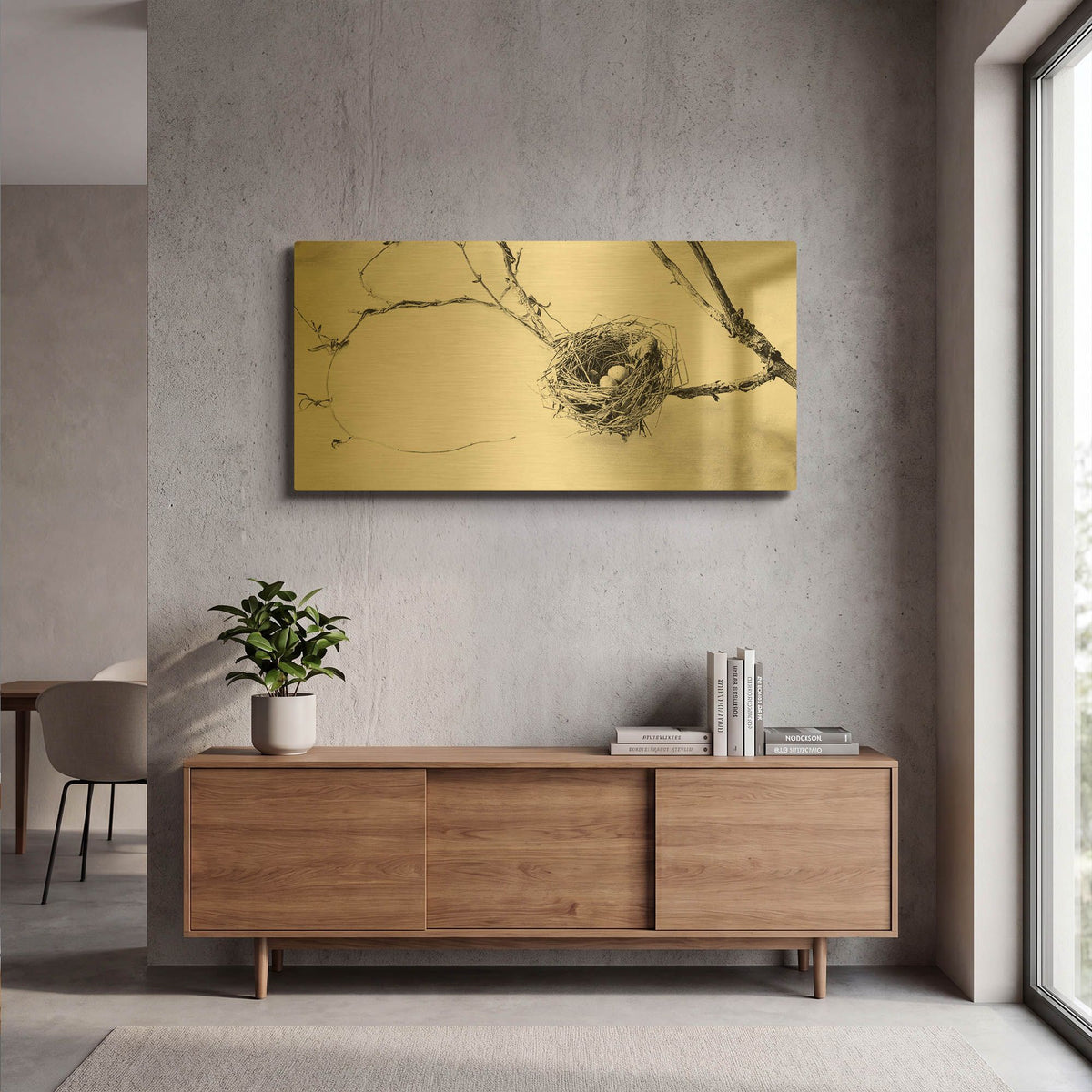 'Nest and Branch III' By Debra Van Swearingen Gold Metal Wall Art