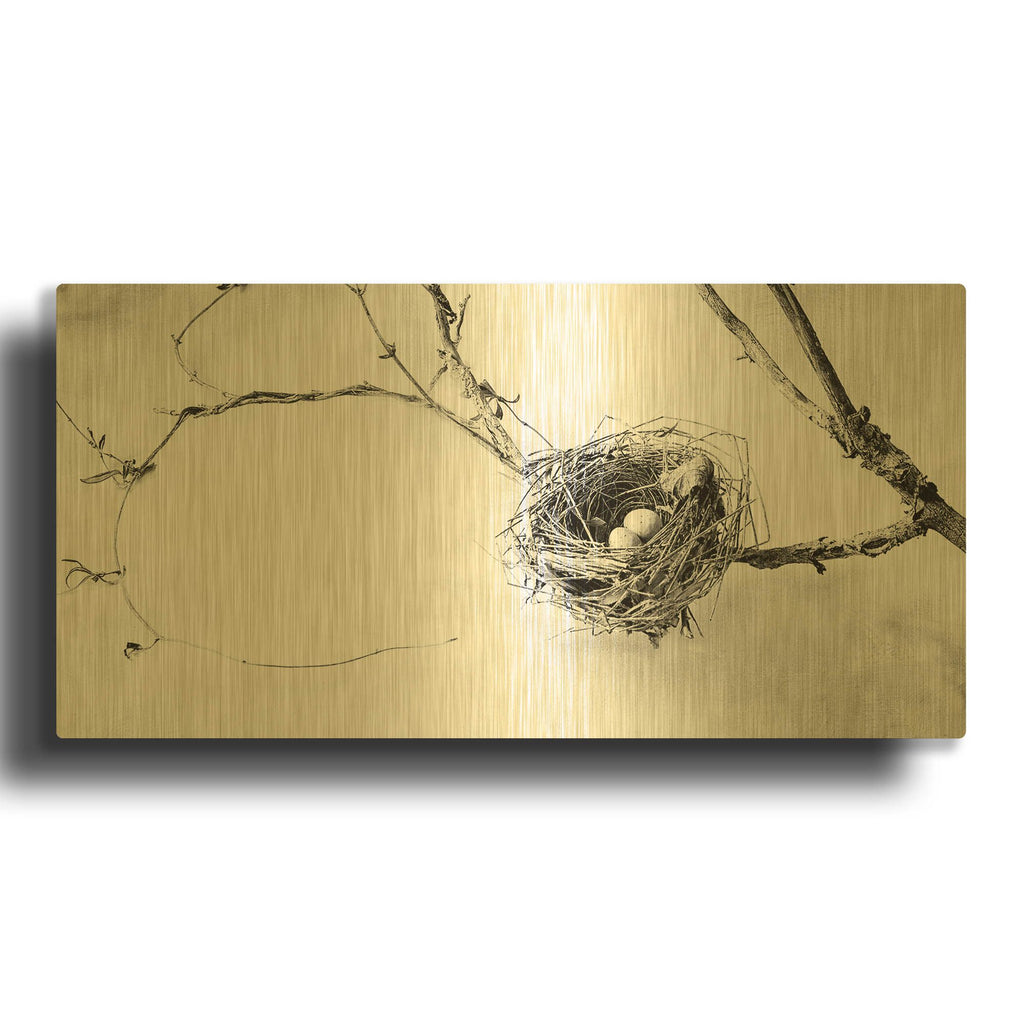 'Nest and Branch III' By Debra Van Swearingen Gold Metal Wall Art
