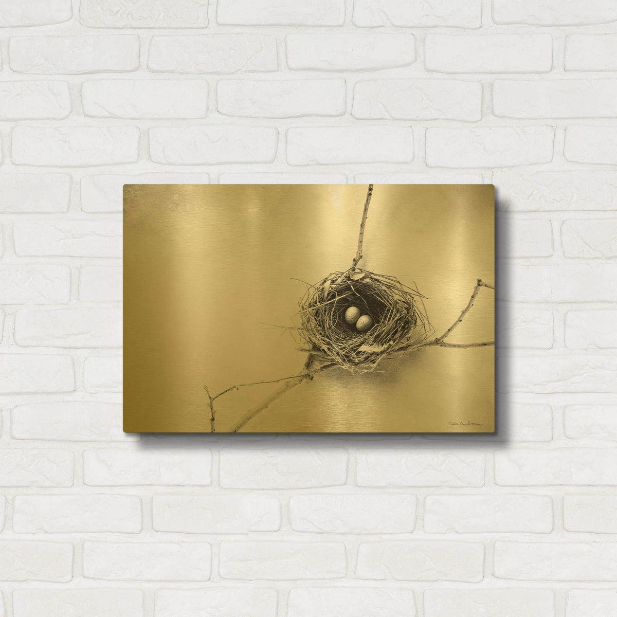 'Nest and Branch IV' By Debra Van Swearingen Gold Metal Wall Art