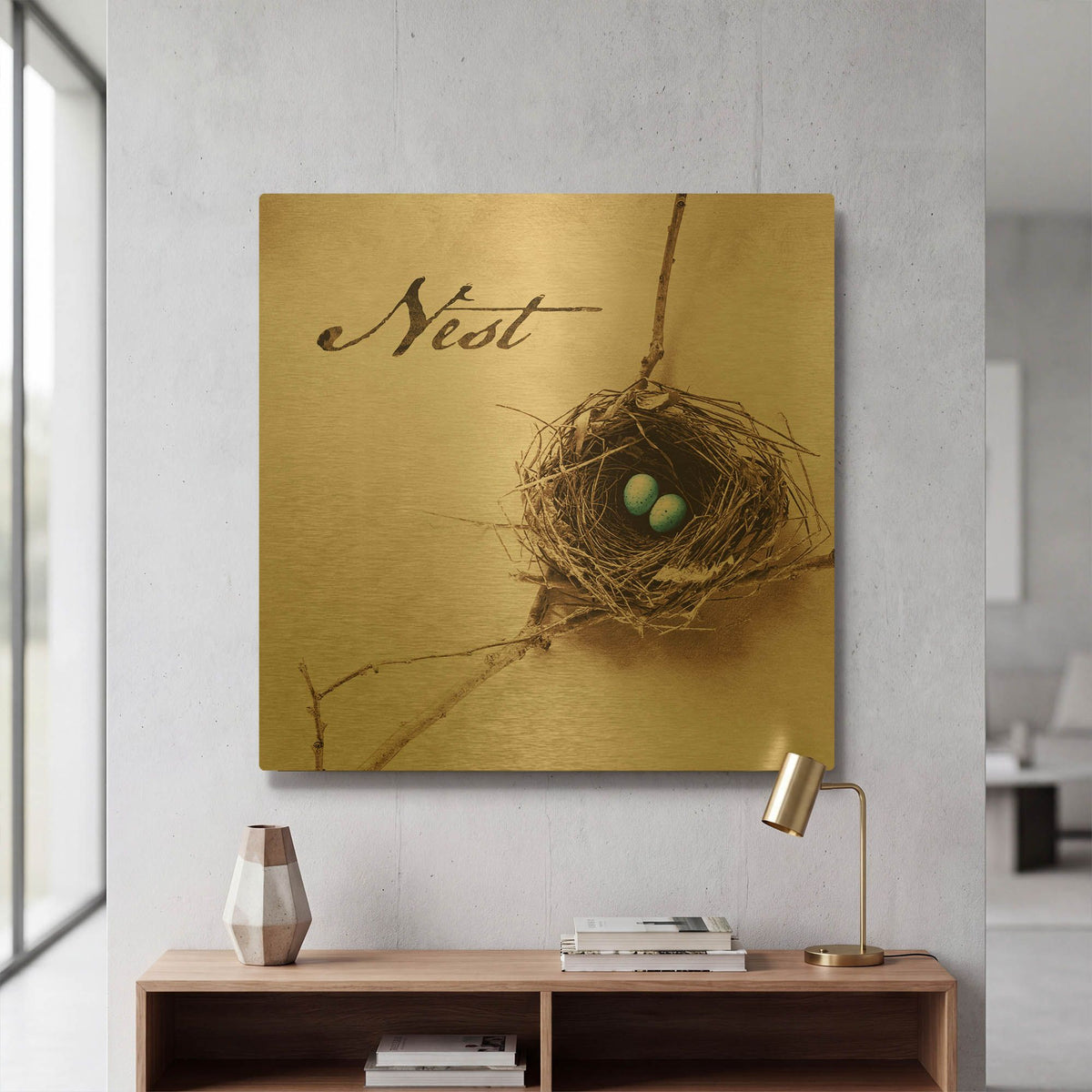 'Nest and Branch IV - Nest' By Debra Van Swearingen Gold Metal Wall Art