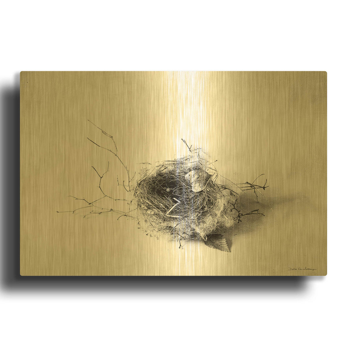 'Nestled III' By Debra Van Swearingen Gold Metal Wall Art