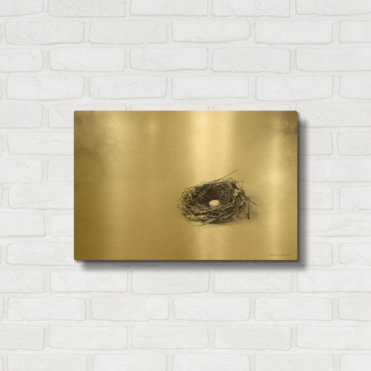 'Nestled V' By Debra Van Swearingen Gold Metal Wall Art