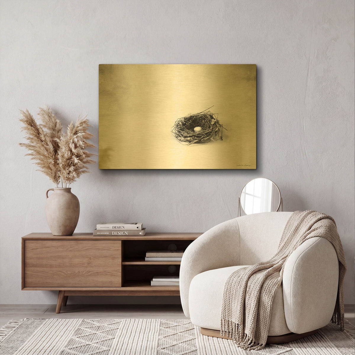 'Nestled V' By Debra Van Swearingen Gold Metal Wall Art