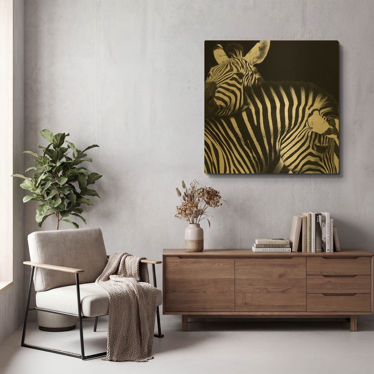 'Zebra VI' By Debra Van Swearingen Gold Metal Wall Art