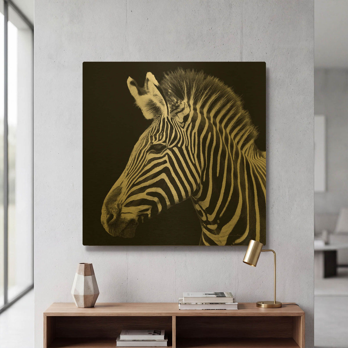'Zebra VII' By Debra Van Swearingen Gold Metal Wall Art