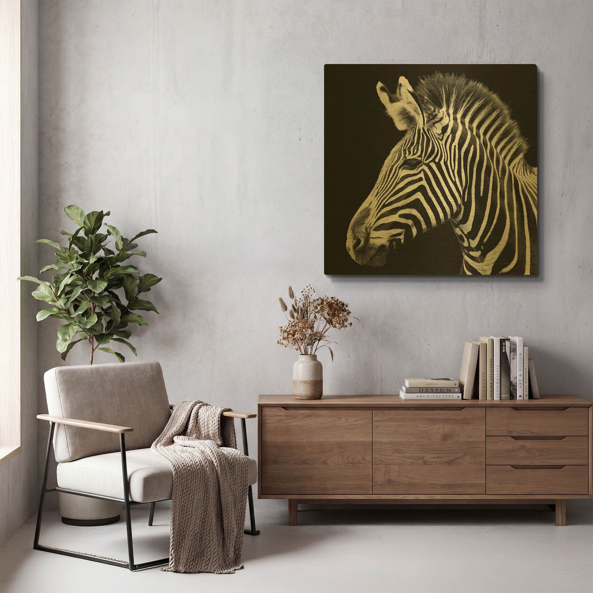 'Zebra VII' By Debra Van Swearingen Gold Metal Wall Art
