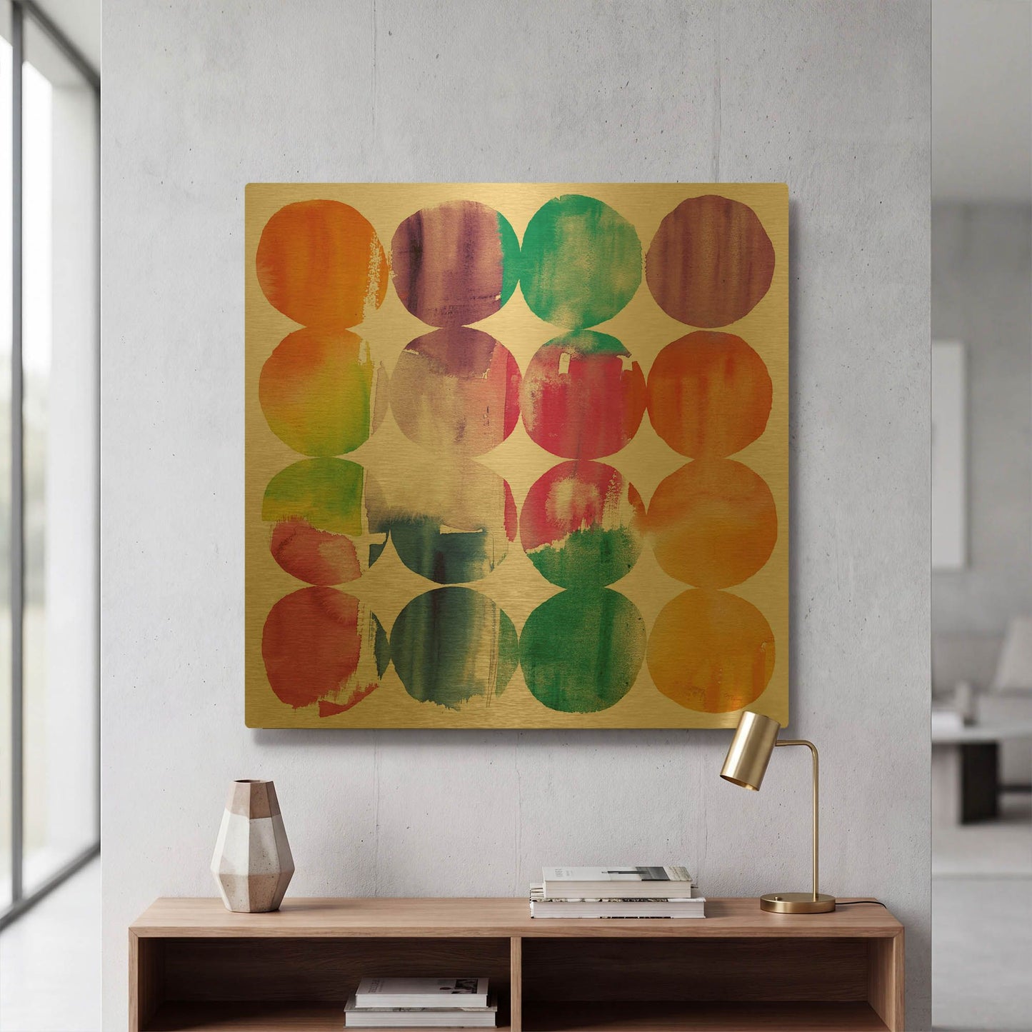 'Spring Dots' By Elyse DeNeige Gold Metal Wall Art