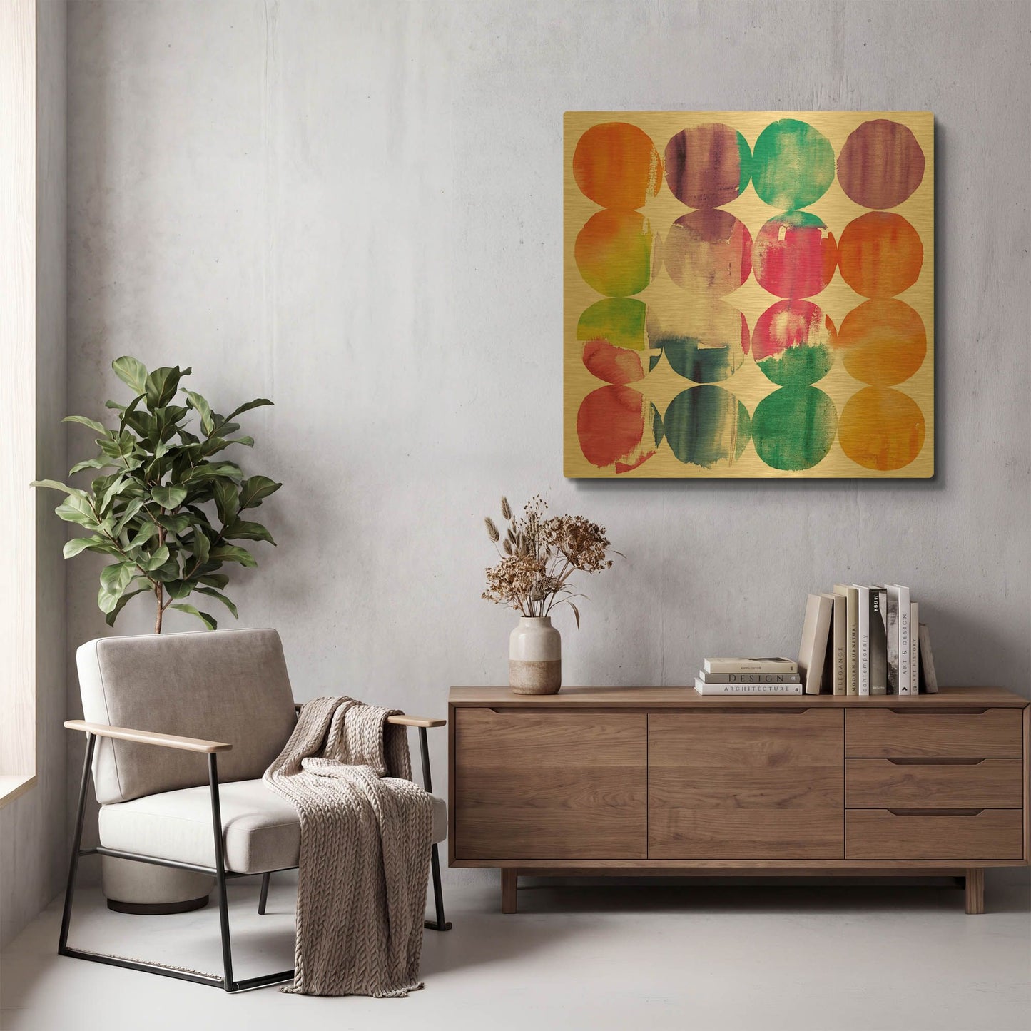 'Spring Dots' By Elyse DeNeige Gold Metal Wall Art