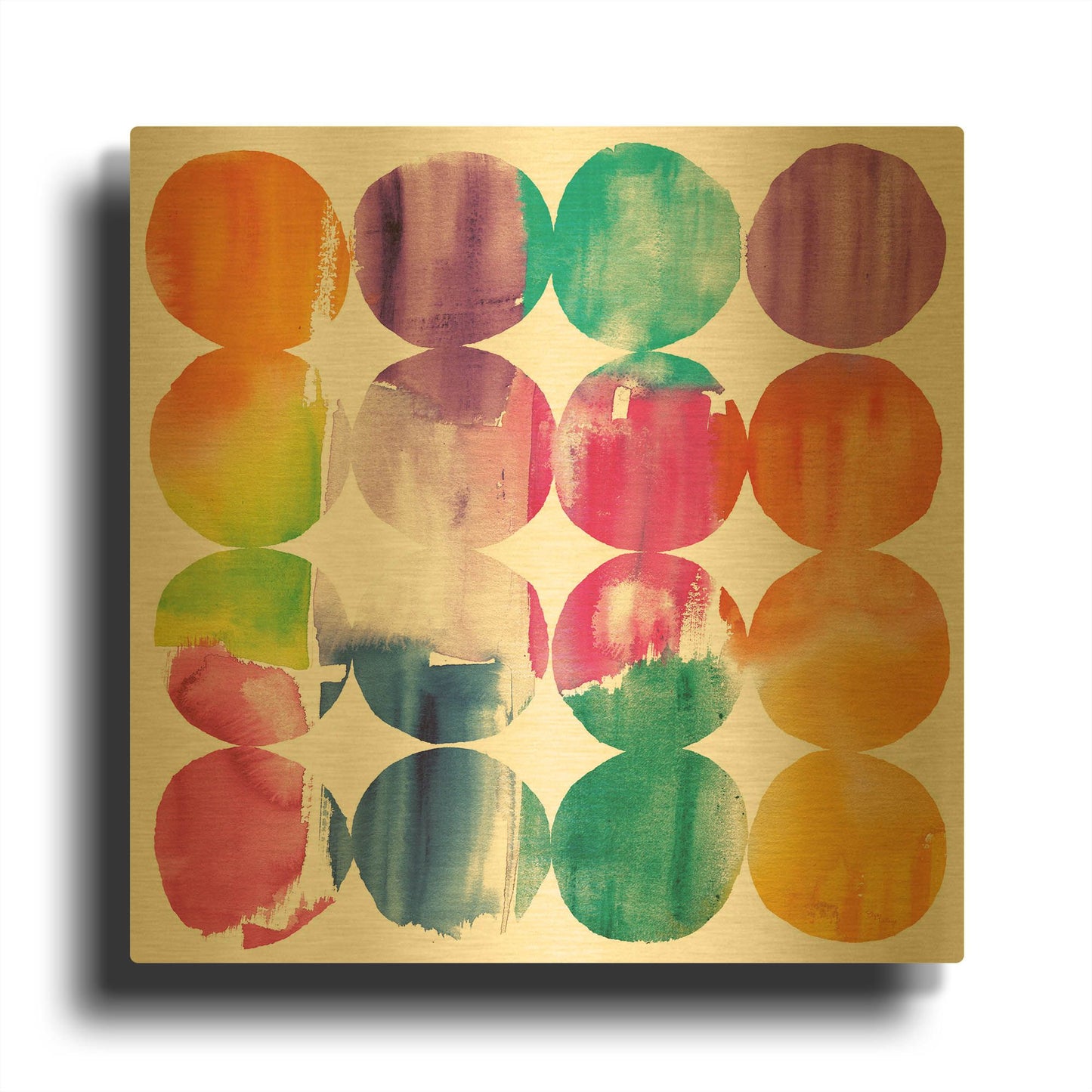 'Spring Dots' By Elyse DeNeige Gold Metal Wall Art