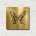 'Butterfly VI B&W' By Debra Van Swearingen Gold Metal Wall Art