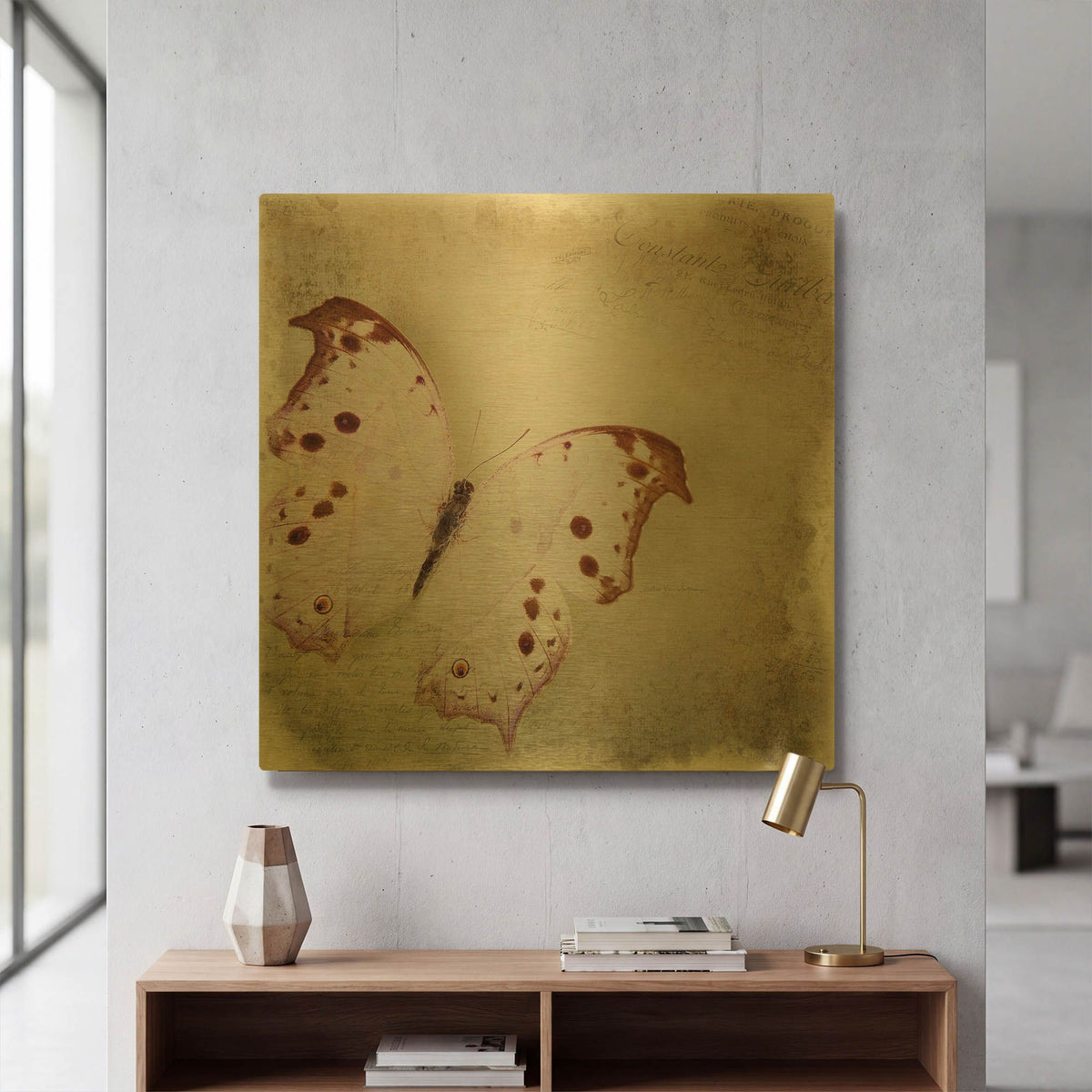 'Floating Butterfly II' By Debra Van Swearingen Gold Metal Wall Art