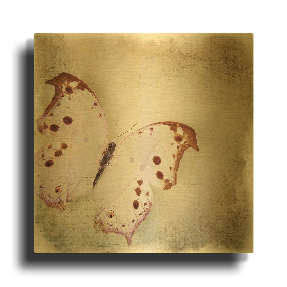 'Floating Butterfly II' By Debra Van Swearingen Gold Metal Wall Art