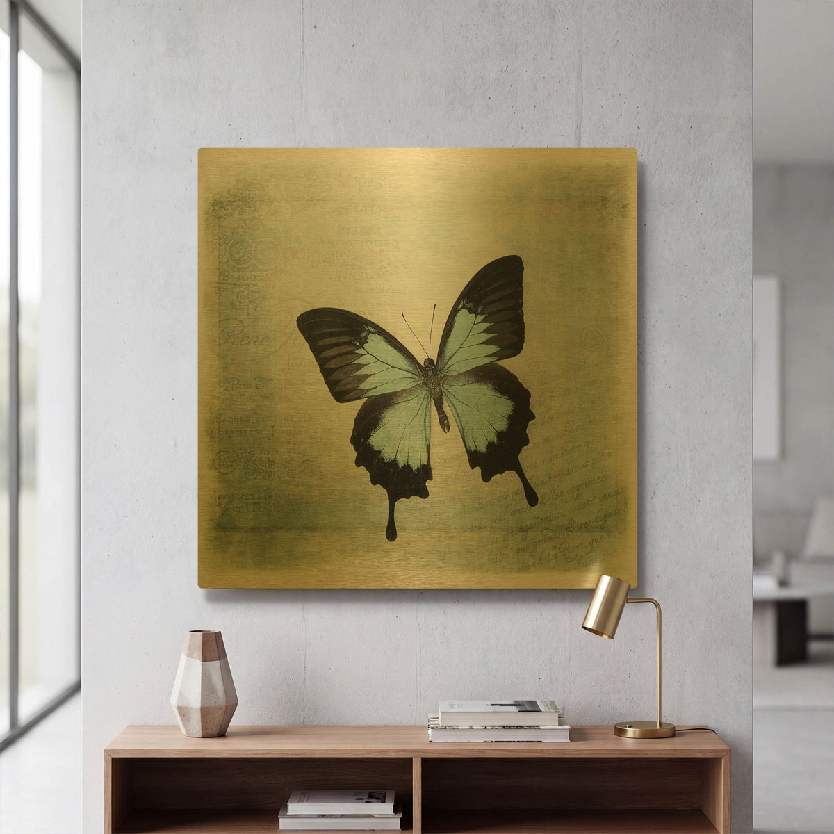 'Floating Butterfly III' By Debra Van Swearingen Gold Metal Wall Art