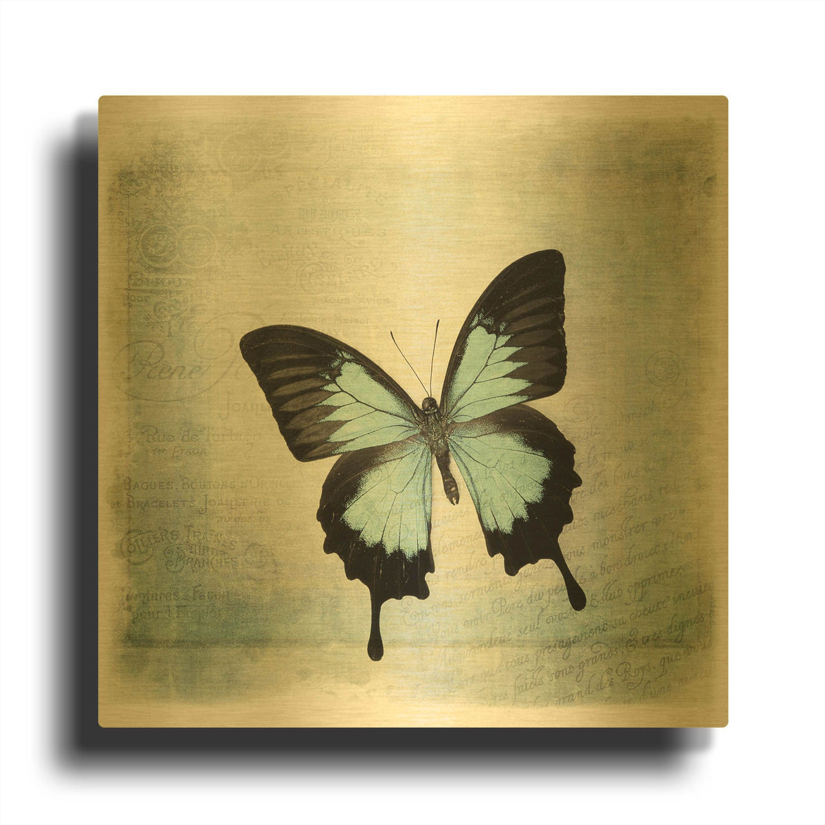 'Floating Butterfly III' By Debra Van Swearingen Gold Metal Wall Art