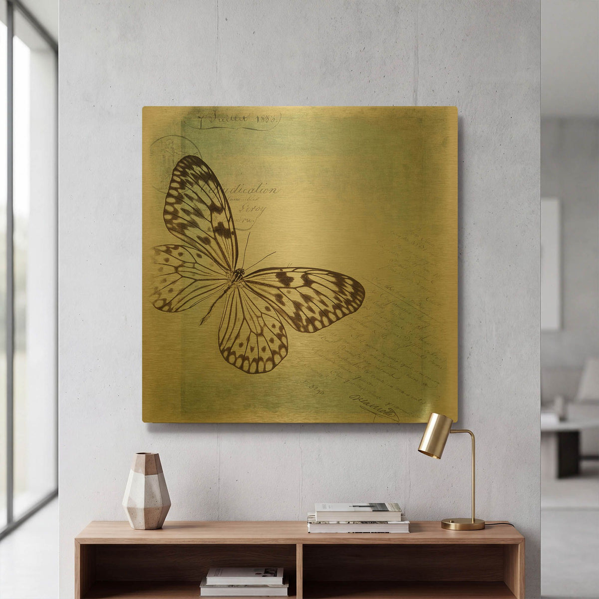 'Floating Butterfly IV' By Debra Van Swearingen Gold Metal Wall Art