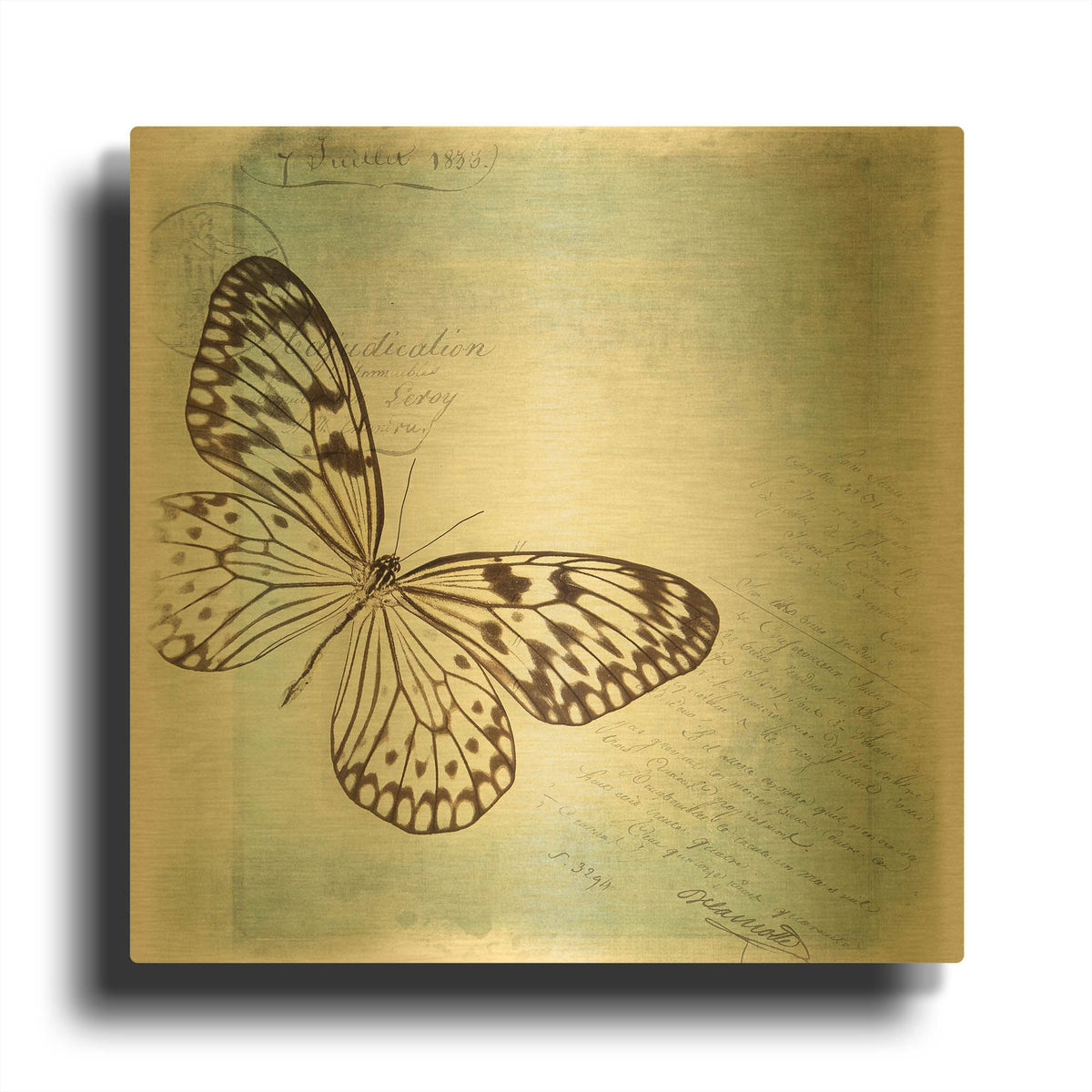 'Floating Butterfly IV' By Debra Van Swearingen Gold Metal Wall Art
