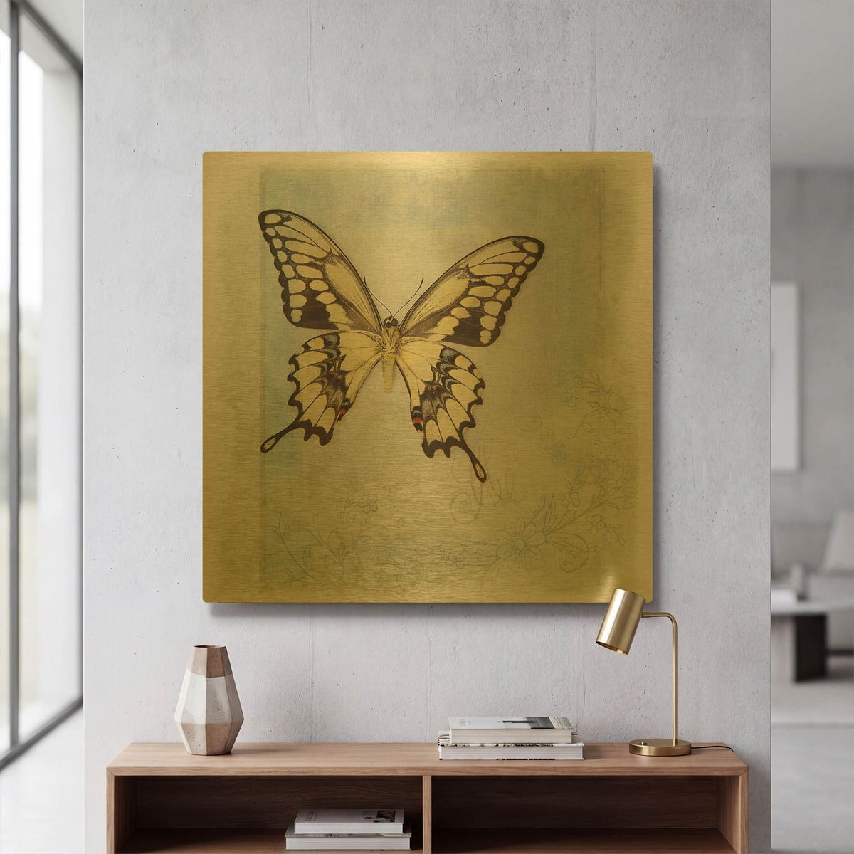 'Floating Butterfly V' By Debra Van Swearingen Gold Metal Wall Art
