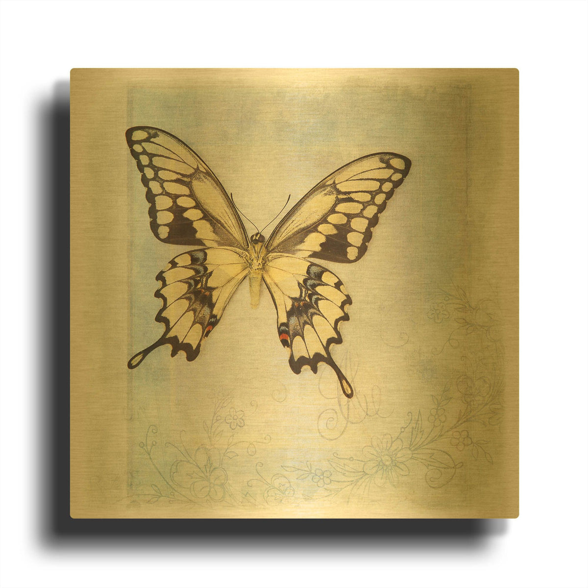 'Floating Butterfly V' By Debra Van Swearingen Gold Metal Wall Art