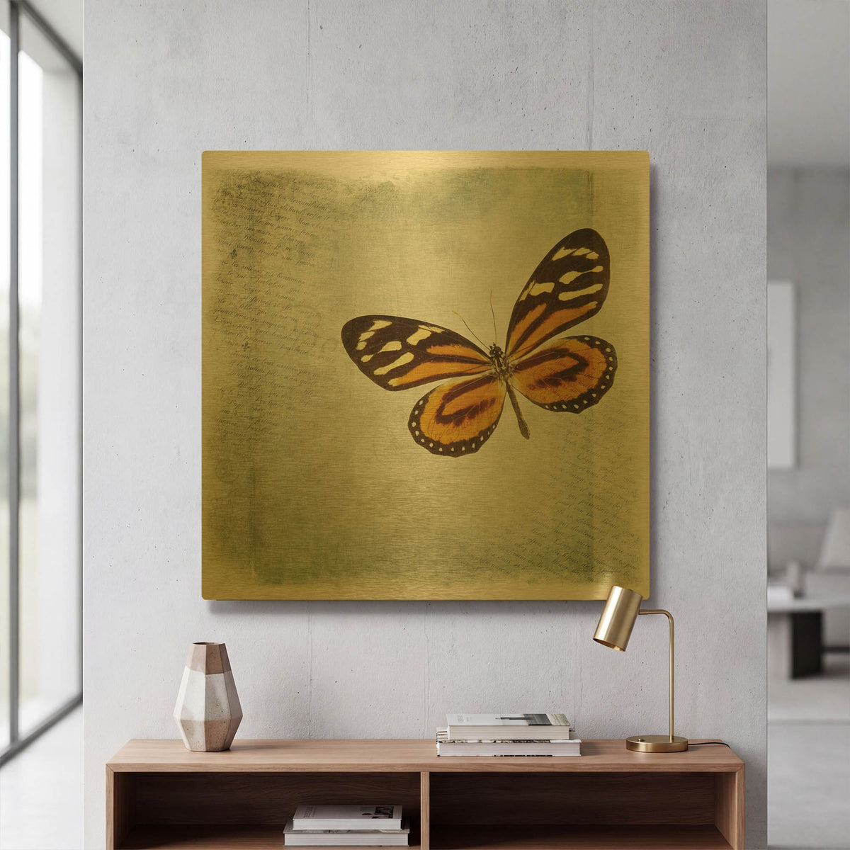 'Floating Butterfly VI' By Debra Van Swearingen Gold Metal Wall Art