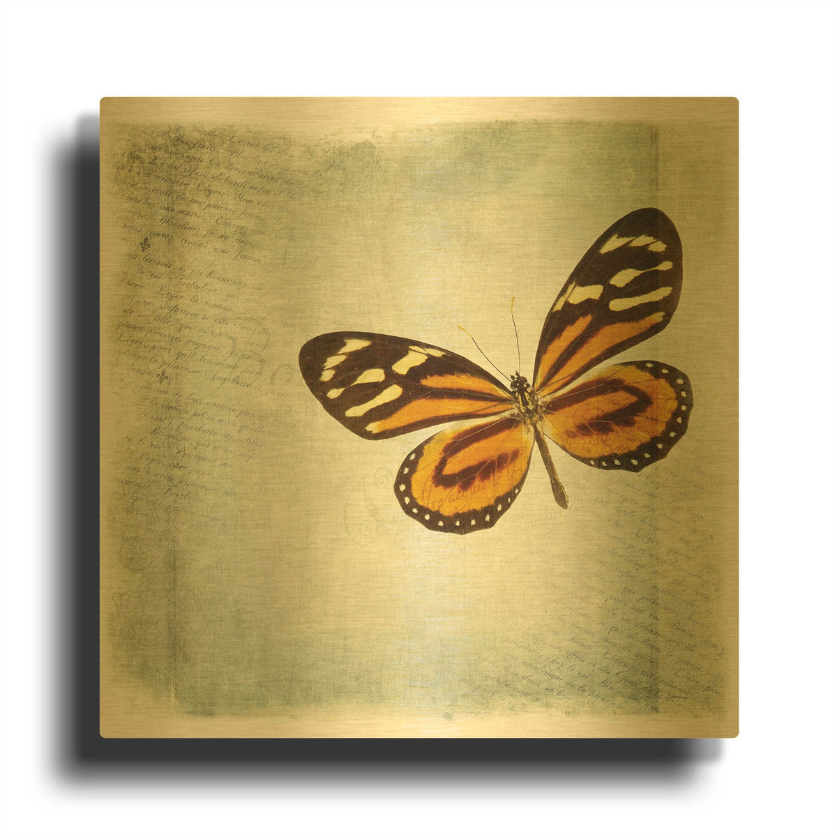 'Floating Butterfly VI' By Debra Van Swearingen Gold Metal Wall Art