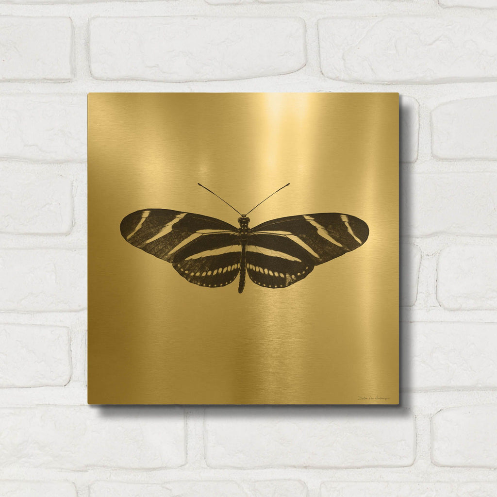 'Butterfly IX B&W' By Debra Van Swearingen Gold Metal Wall Art