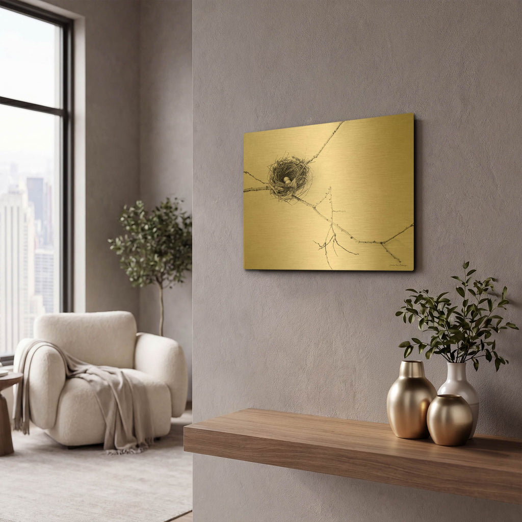 'Nest and Branch I' By Debra Van Swearingen Gold Metal Wall Art