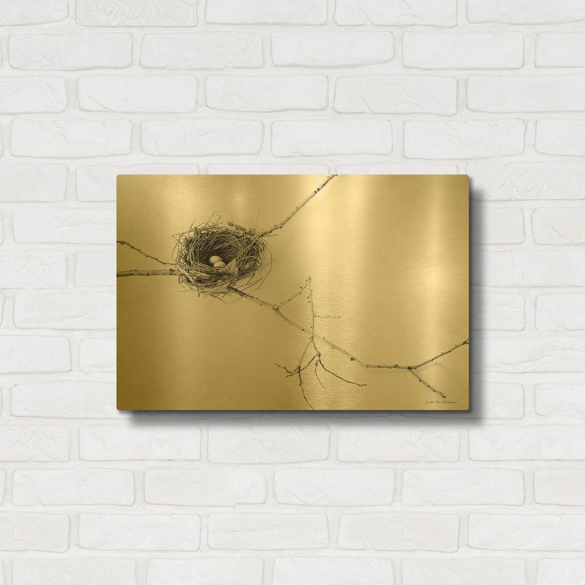 'Nest and Branch I' By Debra Van Swearingen Gold Metal Wall Art